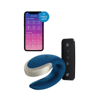 Вибратор за парови Satisfyer Double Love Blue со далечински управувач